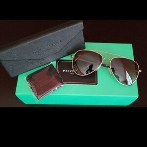 Privé Revaux Aviator Sunglasses - Gold Frame with Brown Lenses